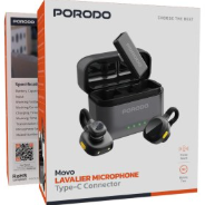  میکروفون یقه ای بیسیم پرودو Porodo Movo Lavalier Microphone Type-C ( ضمانت اصالت - گارانتی طلایی تعویض ⭐) 