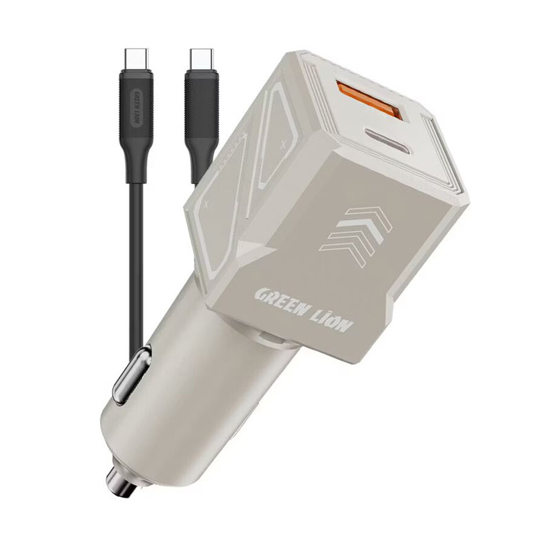  شارژر فندکی 60w دو پورت 1پورت PD دارای کابل دوسر گرین لاین GL-CC12 ( ضمانت اصالت - گارانتی طلایی تعویض ⭐) 
