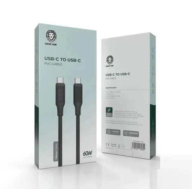  کابل گرین لاین 60 وات دو سر تایپ سی 1 متری - Type-C To Type-C PVC Cable(1m) 