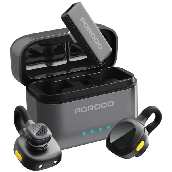  میکروفون یقه ای بیسیم پرودو Porodo Movo Lavalier Microphone Type-C ( ضمانت اصالت - گارانتی طلایی تعویض ⭐) 