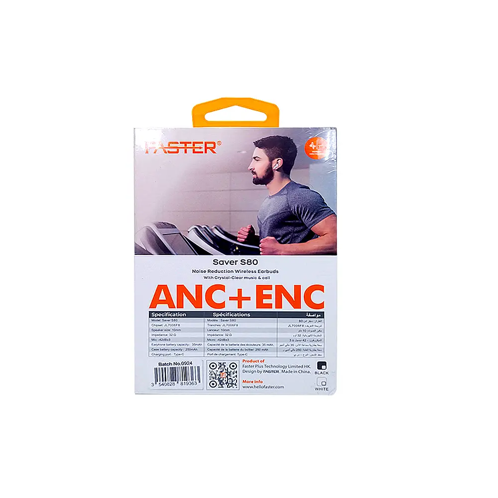  ایرپاد فستر تویز کنسلینگ Faster Saver S-80 Bluetooth Wireless Earbuds ANC+ENC 