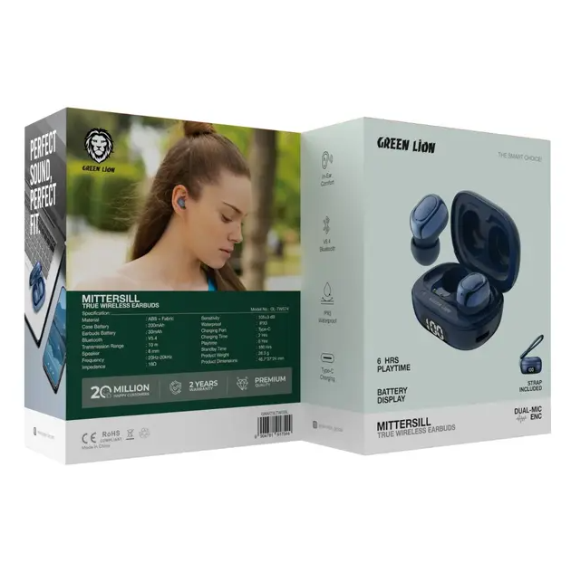 هندزفری گرین لاین مدل Mittersill ا Green Lion True Wireless ( ضمانت اصالت - گارانتی طلایی تعویض ⭐)