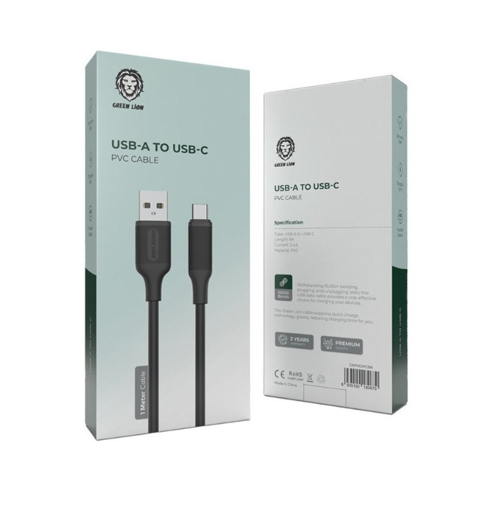  کابل USB به Type-C گرین لاین طول 1 متر ( ضمانت اصالت - گارانتی طلایی تعویض ⭐) 