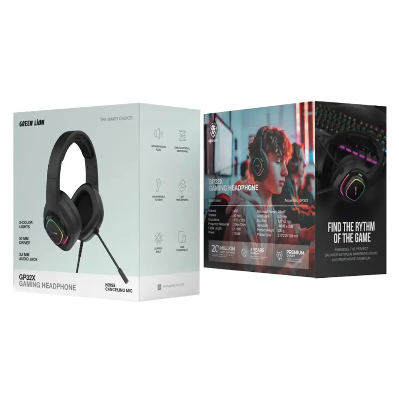 هدفون گیمینگ GP32X گرین Green GP32X Gaming Headphone ( ضمانت اصالت - گارانتی طلایی تعویض ⭐)