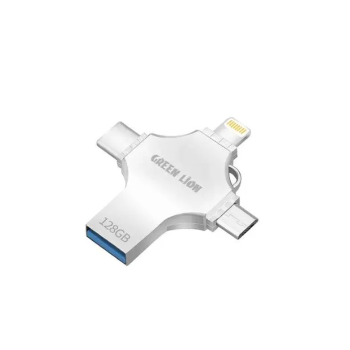 فلش مموری چهار کاره گرین لاین GN4IN1USB128SL ظرفیت 128 گیگابایت USB 3