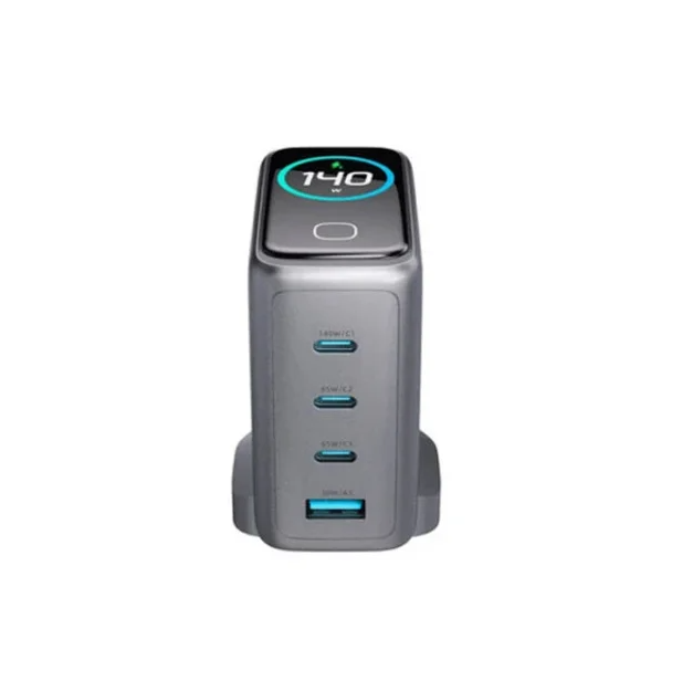 شارژر دیواری پاورولوژی صفحه نمایشدار 4PORT GAN CHARGER توان PD-140W