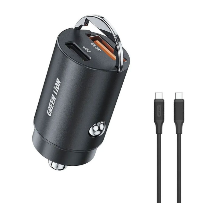 شارژر فندکی 36 وات Green Line مدل Ring Charge Dual Port Car Charger PD 36W ( ضمانت اصالت - گارانتی طلایی تعویض ⭐)