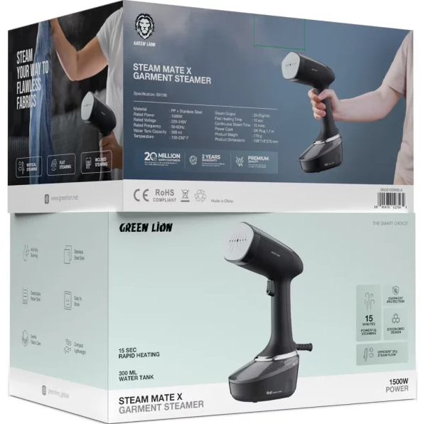 اتو بخار دستی گریت لاین مدل Green Lion Steam Mate X GNGS1500WBLK