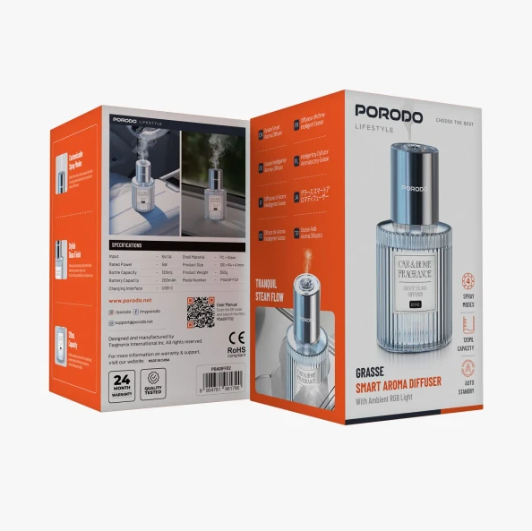 پخش کننده عطر هوشمند Porodo Lifestyle Grasse PDADIFFD2 ( ضمانت اصالت - گارانتی طلایی تعویض ⭐)