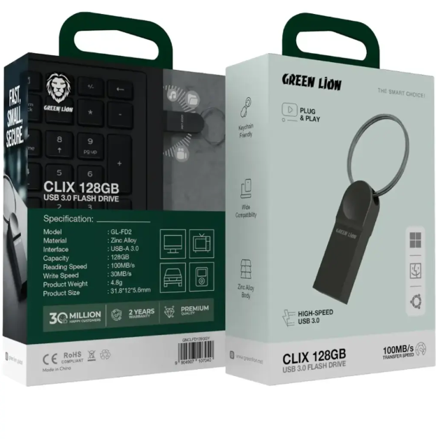 فلش مموری 128 گیگابایت گرین لاین مدل Green Lion Clix USB 3.0 Flash Drive