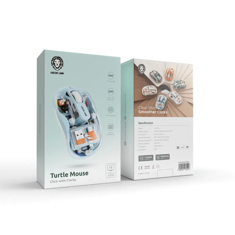  ماوس بی سیم تارتل گرین Green Wireless Turtle Mouse 2400DPI 