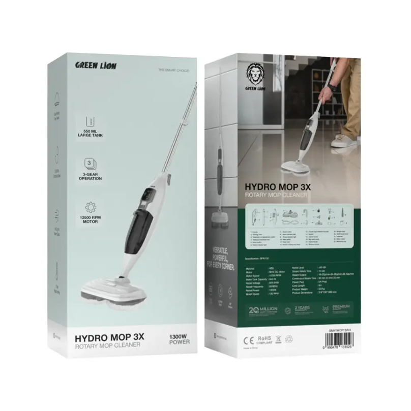  بخارشوی گرین لاین مدل Hydro Mop 3X ظرفیت ۰.۵۵ لیتر Green Lion Hydro Mop 3X Rotary Mop Cleaner 1300W 
